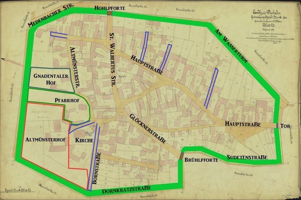 Ortsplan 1890, bearbeitet